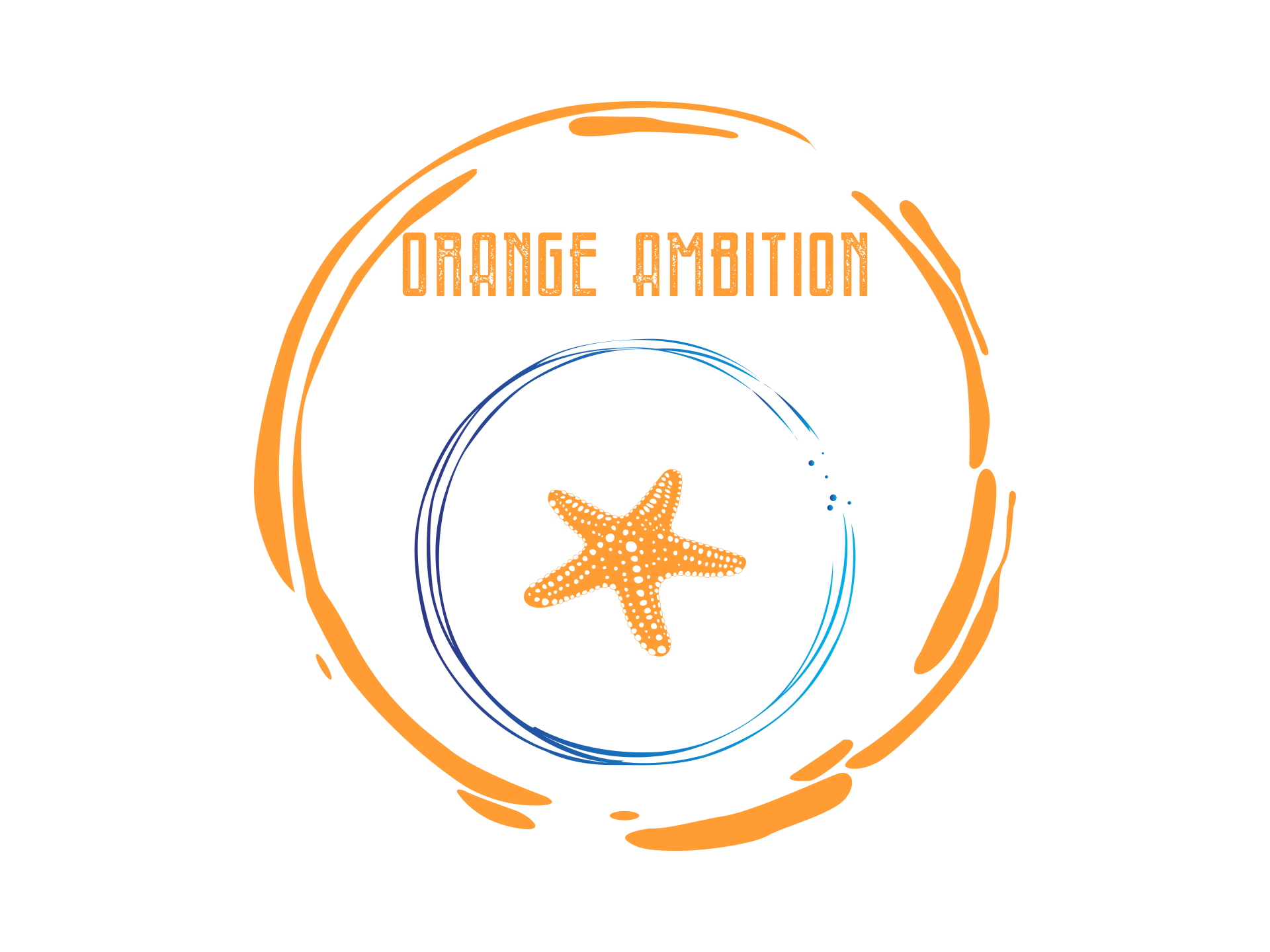 Orange Ambition Web Design color logo with starfish inside orange corona circles with transparent background